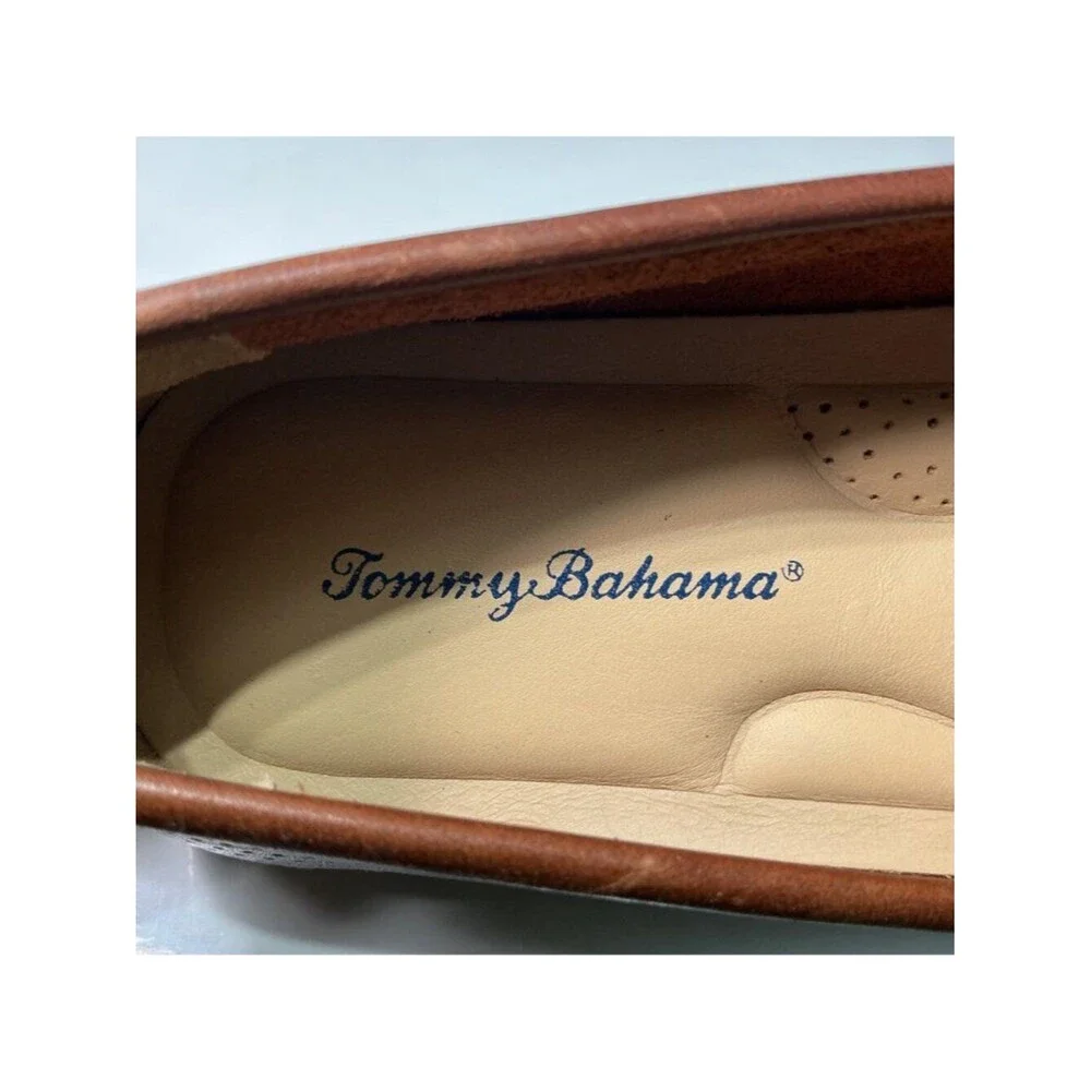 Tommy Bahama Men's Brown Perforated Leather Loafers Size 9.5W Made In India